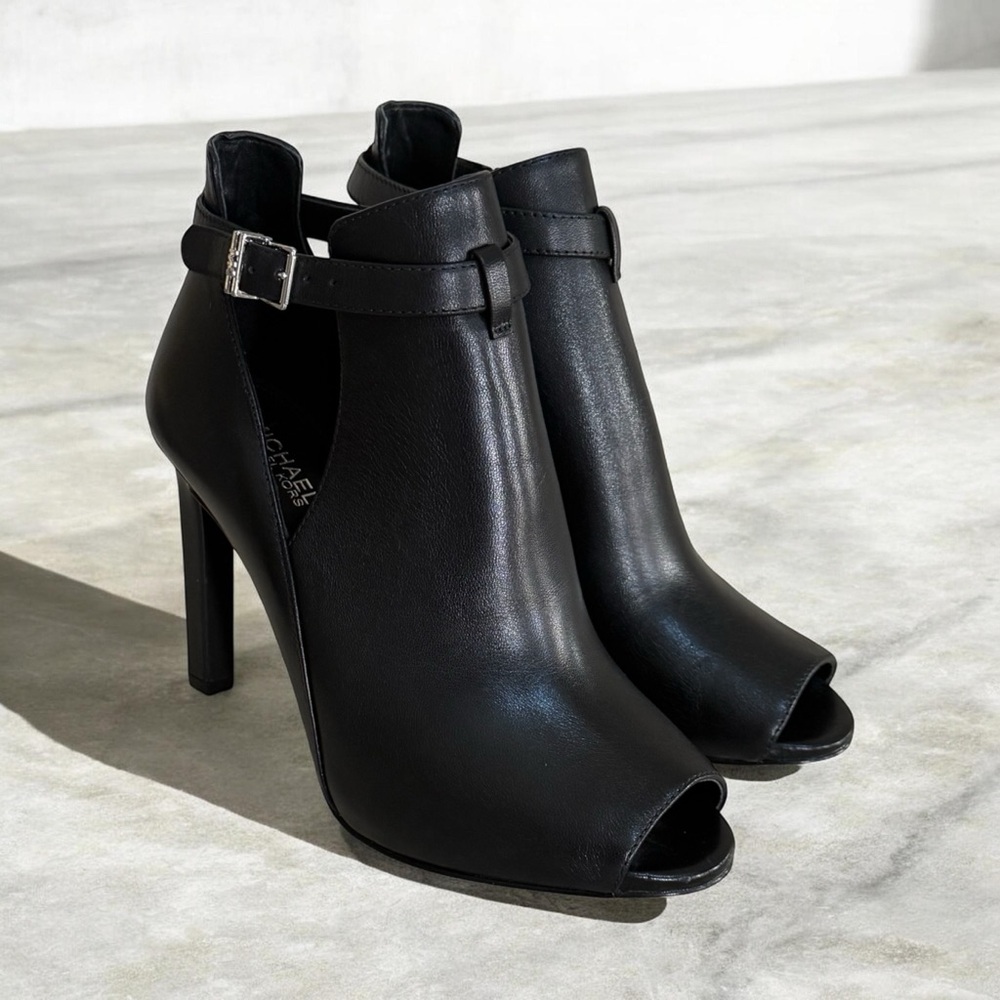 NWOT Michael Kors Black Lawson Open Toe Stiletto Heel Ankle Boots! Size 6! - Picture 5 of 12